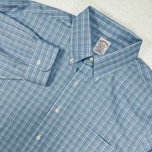 Brooks Brothers Madison Fit Non-Iron Supima Cotton Plaid Shirt Mens 17-34 Blue